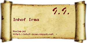 Inhof Irma névjegykártya